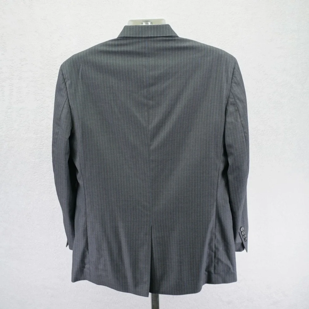 Jos A Bank Signature Gordon Wool Gray Striped 2 Piece Suit 42R  37 / 30 High Ris